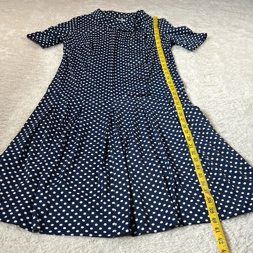 Vintage 60s Shelton Stroller drop waist polka dot midi dress, 16 1/2 - Picture 4 of 8